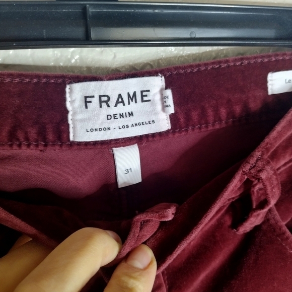 Frame Le High Skinny Velvet Jeans in Pinot Burgundy sz 31 - Picture 6 of 11